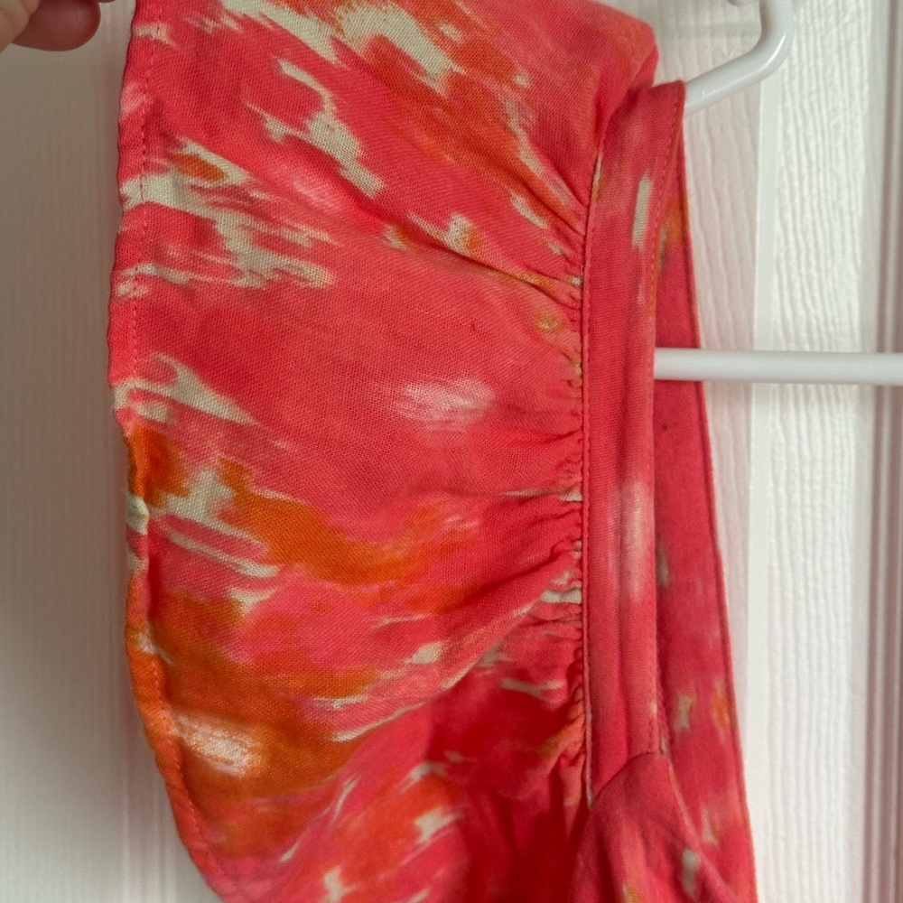 Time and Tru Womens XL Dress Coral Orange Empire Dress Ruffle Tank Sleeves Lined - Picture 3 of 8